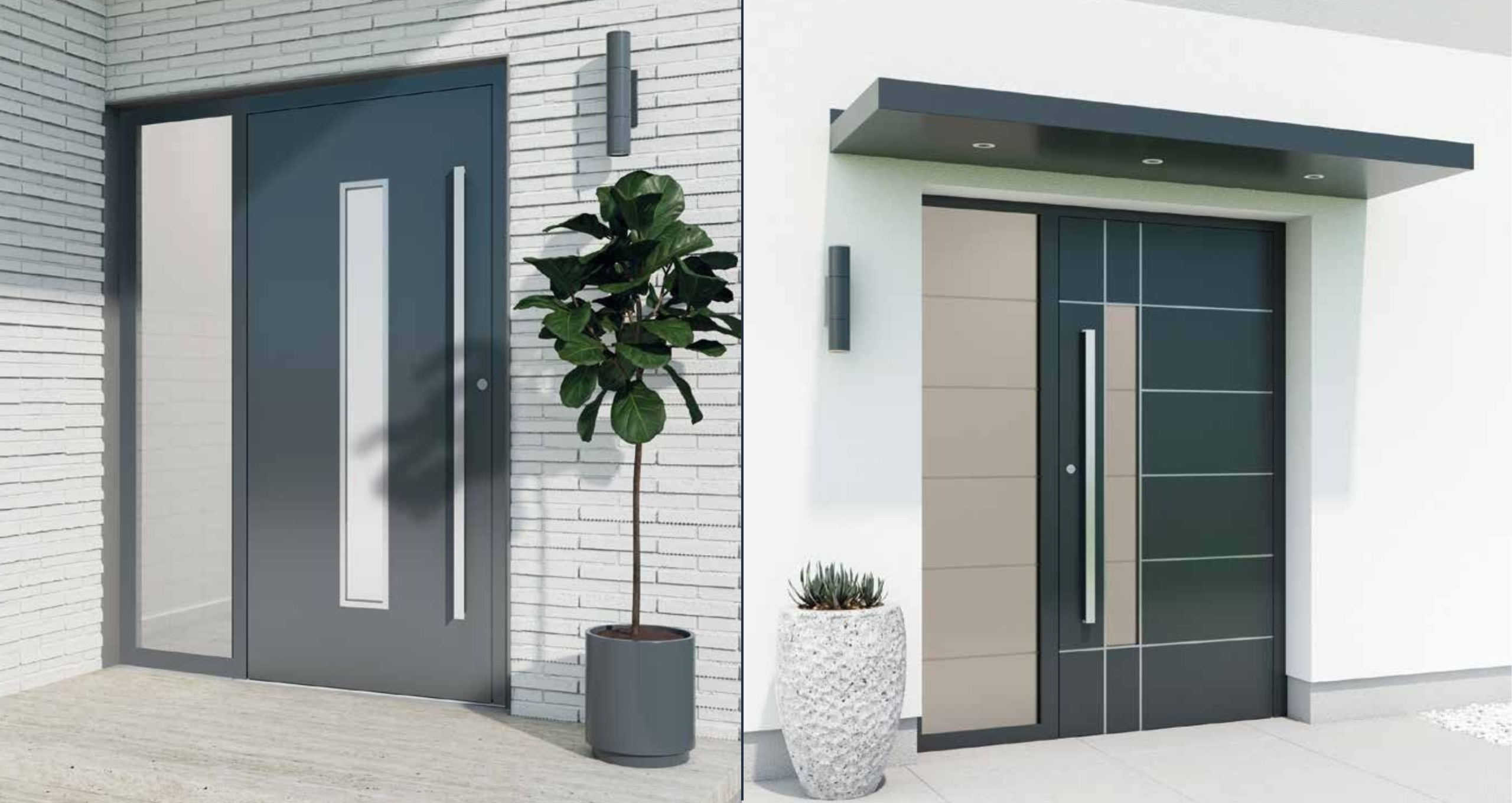 AluDoor+ Grey Glazed Entry Doors